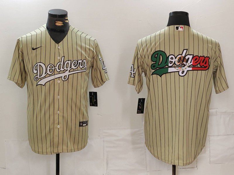Men Los Angeles Dodgers Blank Cream Stripe Game 2024 Nike MLB Jersey style 3
